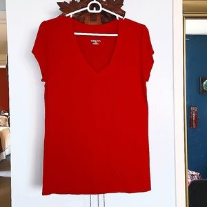 Merona Red V-neck shirt, cap sleeve